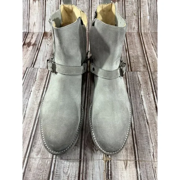 John Varvatos Harness suede Boots Size 11 color Grey handmade in Italy New - Picture 2 of 9